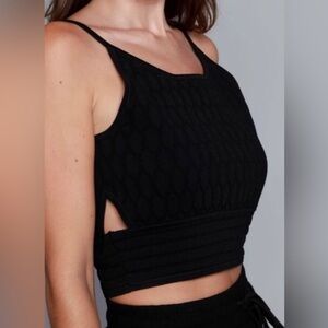 Jonathan Simkhai Black Rayon knit Textured Top